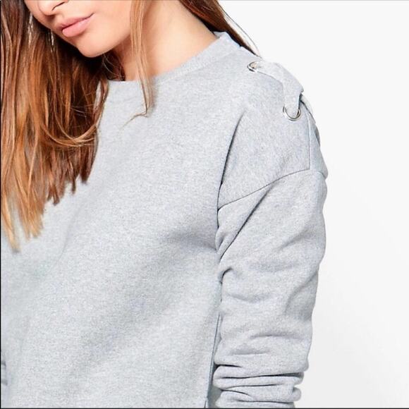 🌷5 for $25 Boohoo Imogen Eyelet Cross Side Split Sweater - Picture 8 of 8